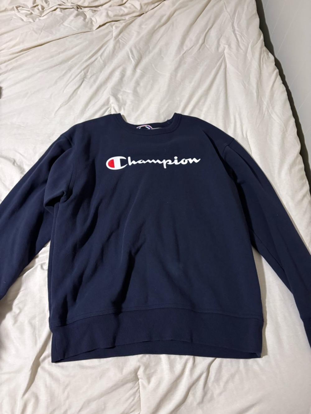Champion Navy Crewneck Sweatshirt with Script Logo